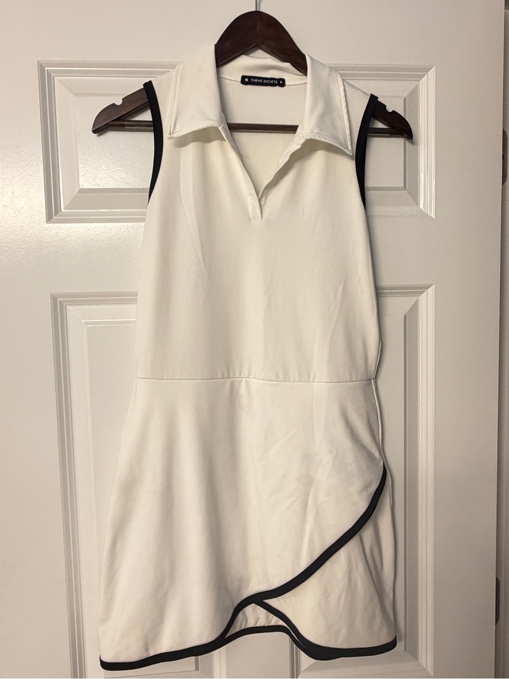 REVOLVE White Sleeveless Mini Dress with Black Piping